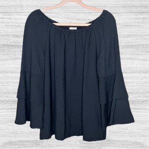 J. Jill Womens Top Blouse Size Medium Black Ponte Knit Off-shoulder B5